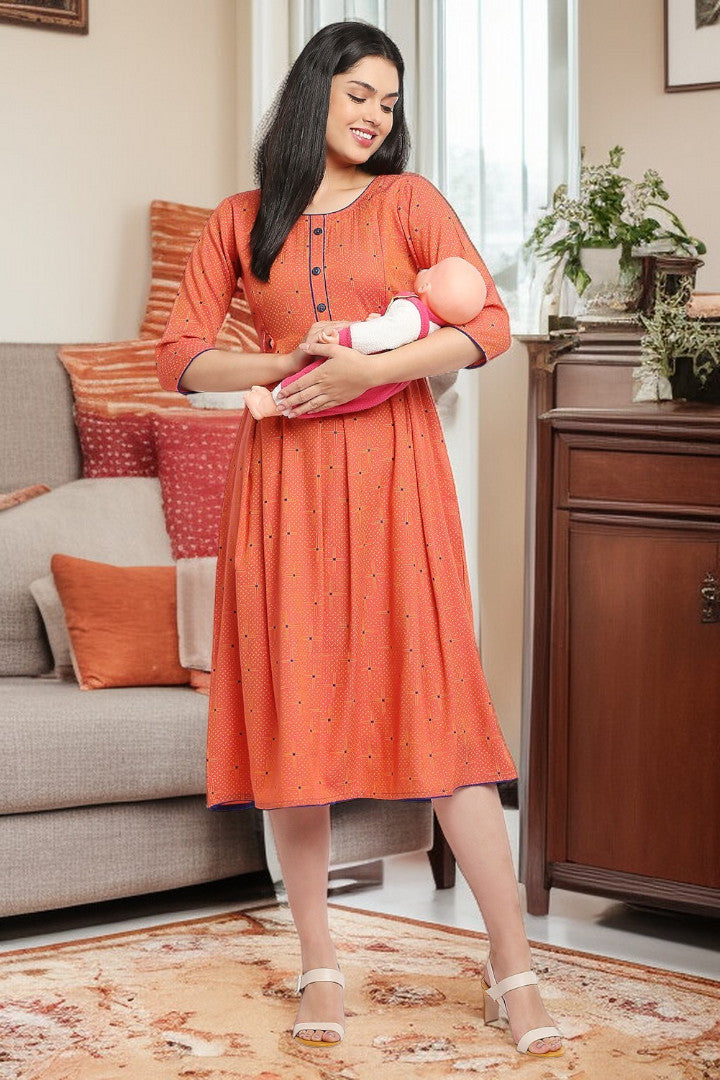 Rayon Maternity Flare Kurta For Pre & Post Pregnancy