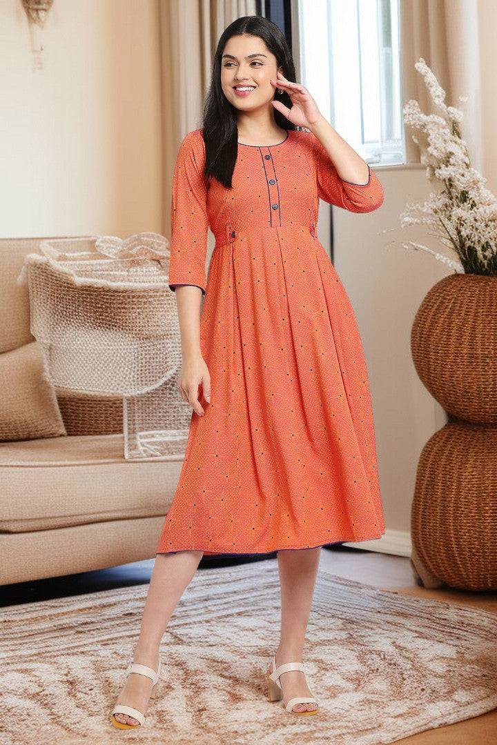 Rayon Maternity Flare Kurta For Pre & Post Pregnancy