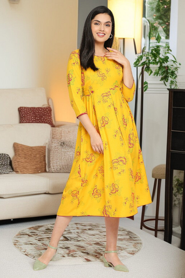 Rayon Maternity Flare Kurta For Pre & Post Pregnancy