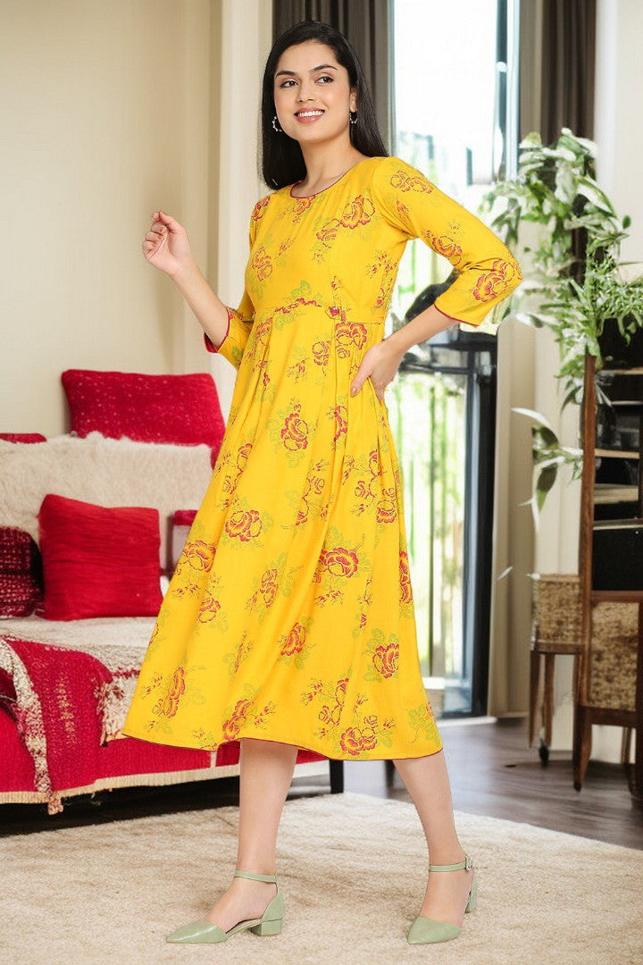 Rayon Maternity Flare Kurta For Pre & Post Pregnancy