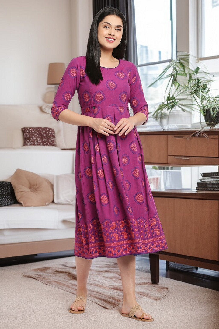 Rayon Maternity Flare Kurta For Pre & Post Pregnancy