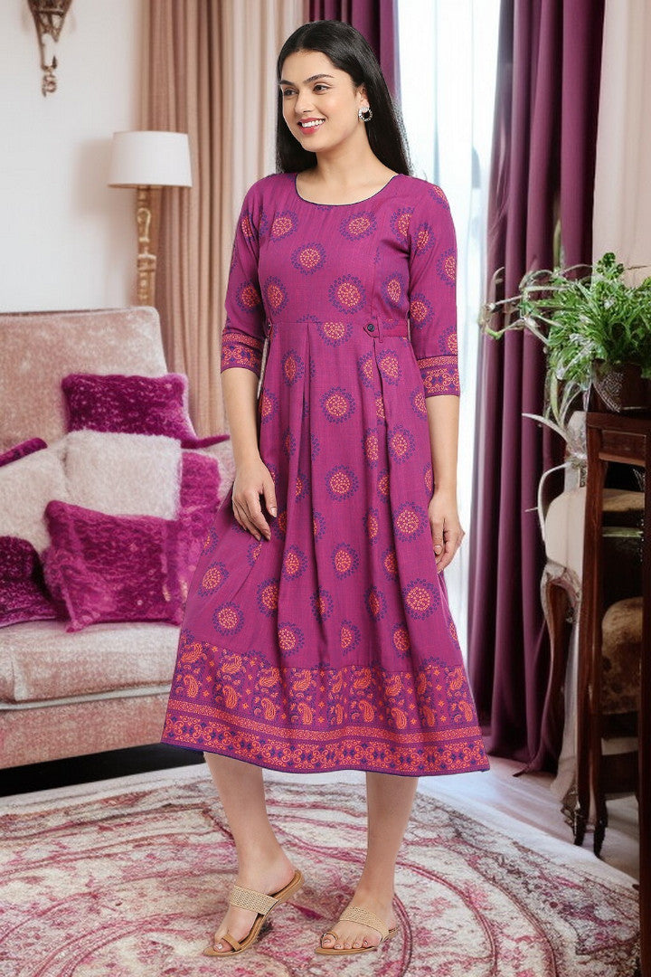 Rayon Maternity Flare Kurta For Pre & Post Pregnancy