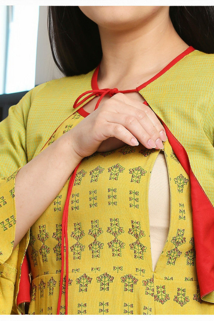 Rayon Maternity Flare Kurta For Pre & Post Pregnancy