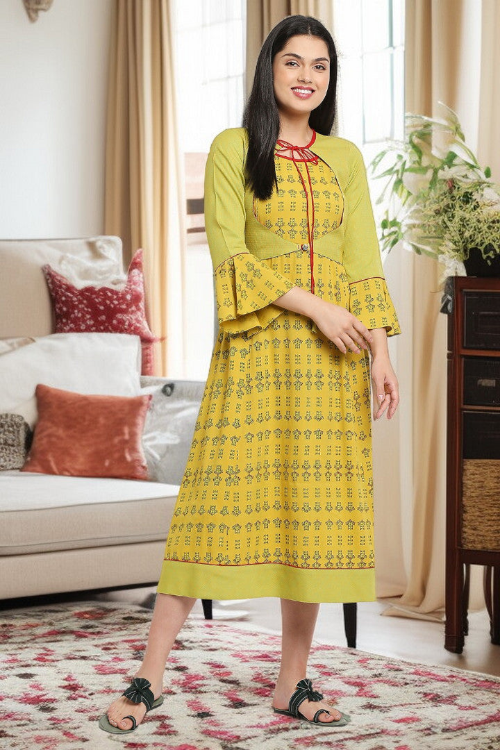 Rayon Maternity Flare Kurta For Pre & Post Pregnancy