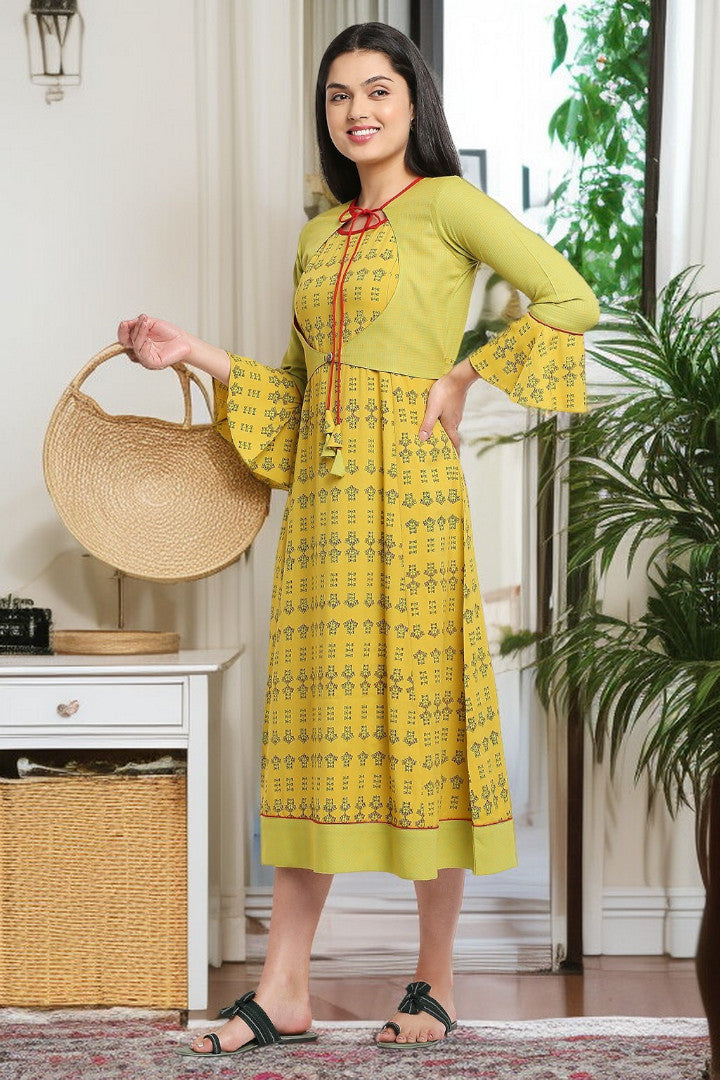 Rayon Maternity Flare Kurta For Pre & Post Pregnancy