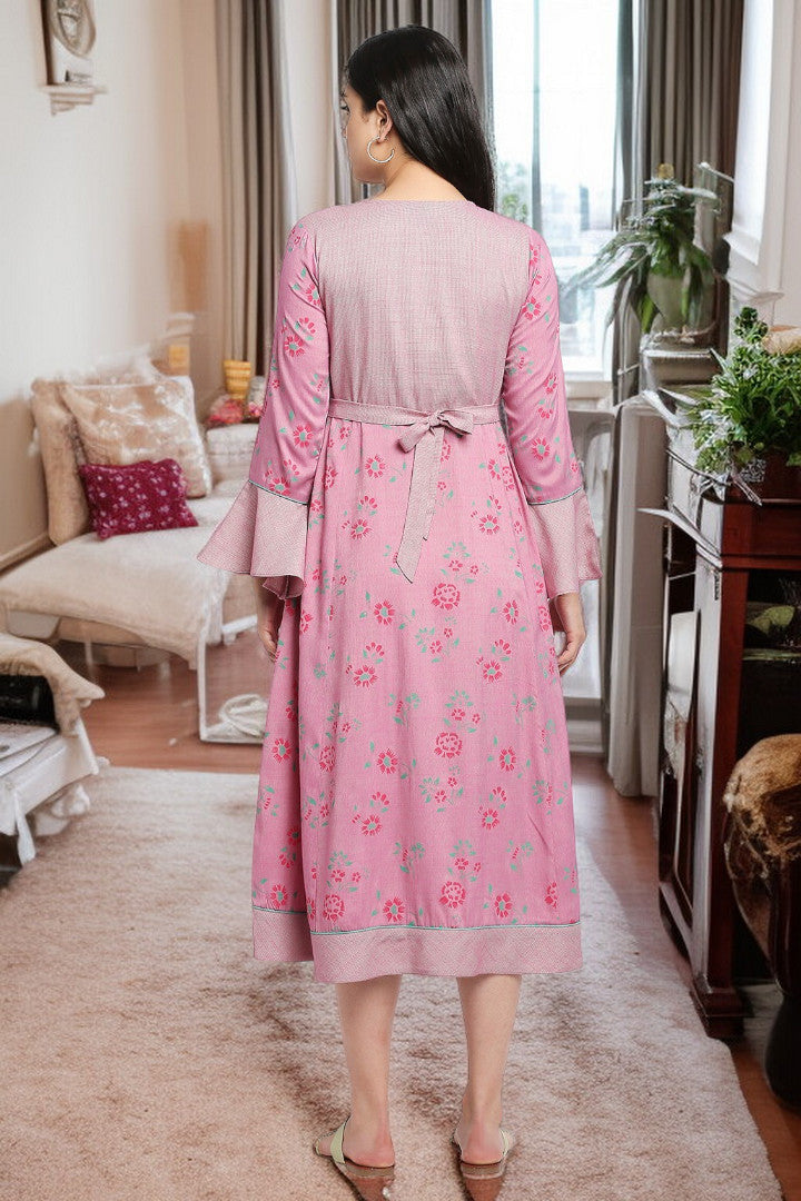 Rayon Maternity Flare Kurta For Pre & Post Pregnancy