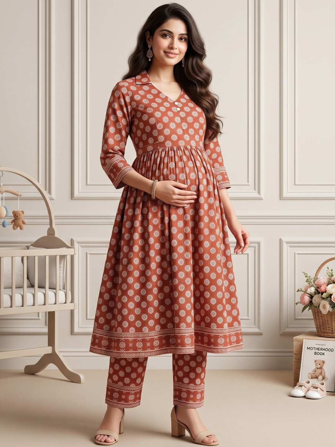 Rayon Printed Maternity Co-Ord Set – Designed for Pregnancy & Nursing