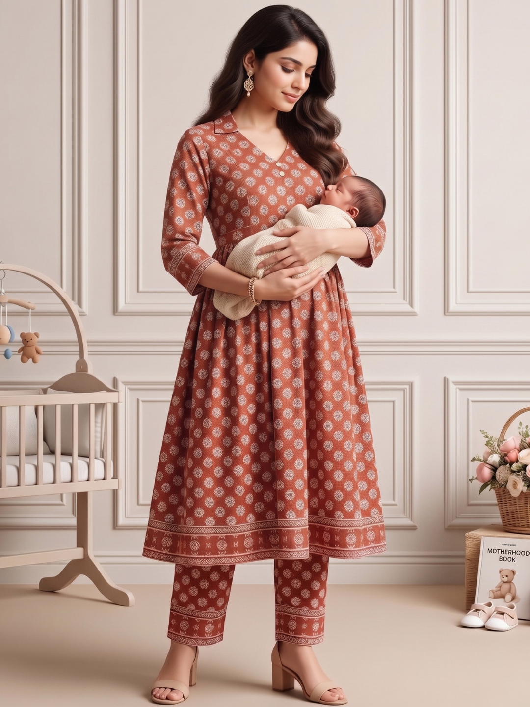 Rayon Printed Maternity Co-Ord Set – Designed for Pregnancy & Nursing