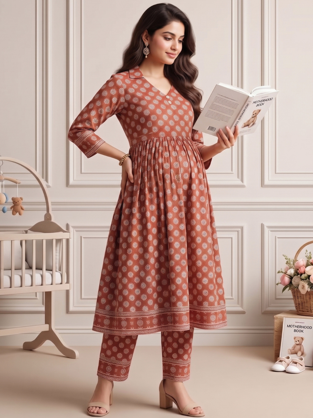 Rayon Printed Maternity Co-Ord Set – Designed for Pregnancy & Nursing