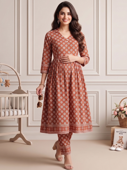 Rayon Printed Maternity Co-Ord Set – Designed for Pregnancy & Nursing