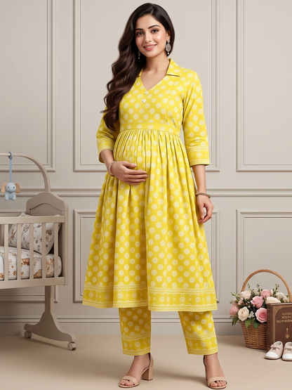 Rayon Printed Maternity Co-Ord Set – Designed for Pregnancy & Nursing