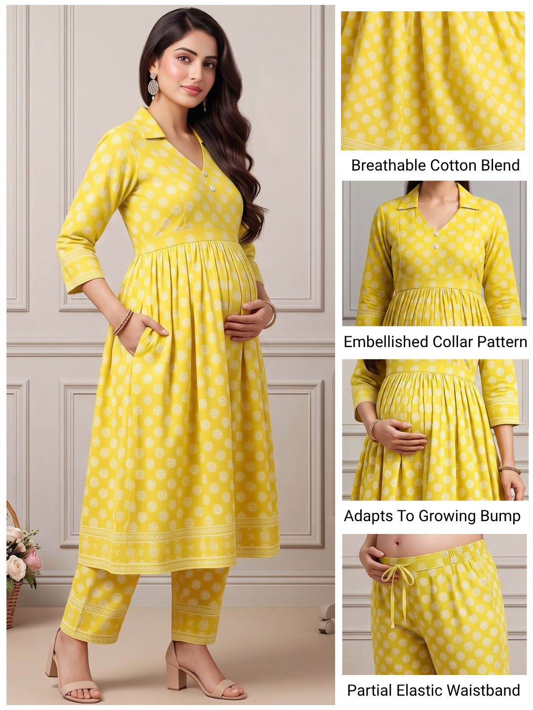 Rayon Printed Maternity Co-Ord Set – Designed for Pregnancy & Nursing