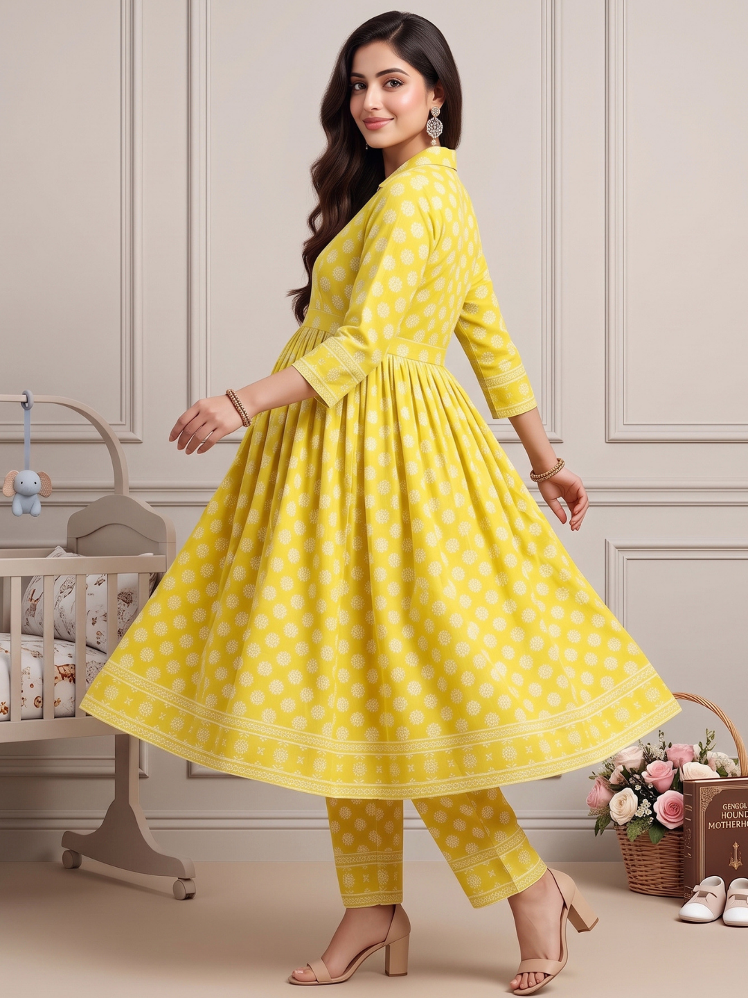 Rayon Printed Maternity Co-Ord Set – Designed for Pregnancy & Nursing