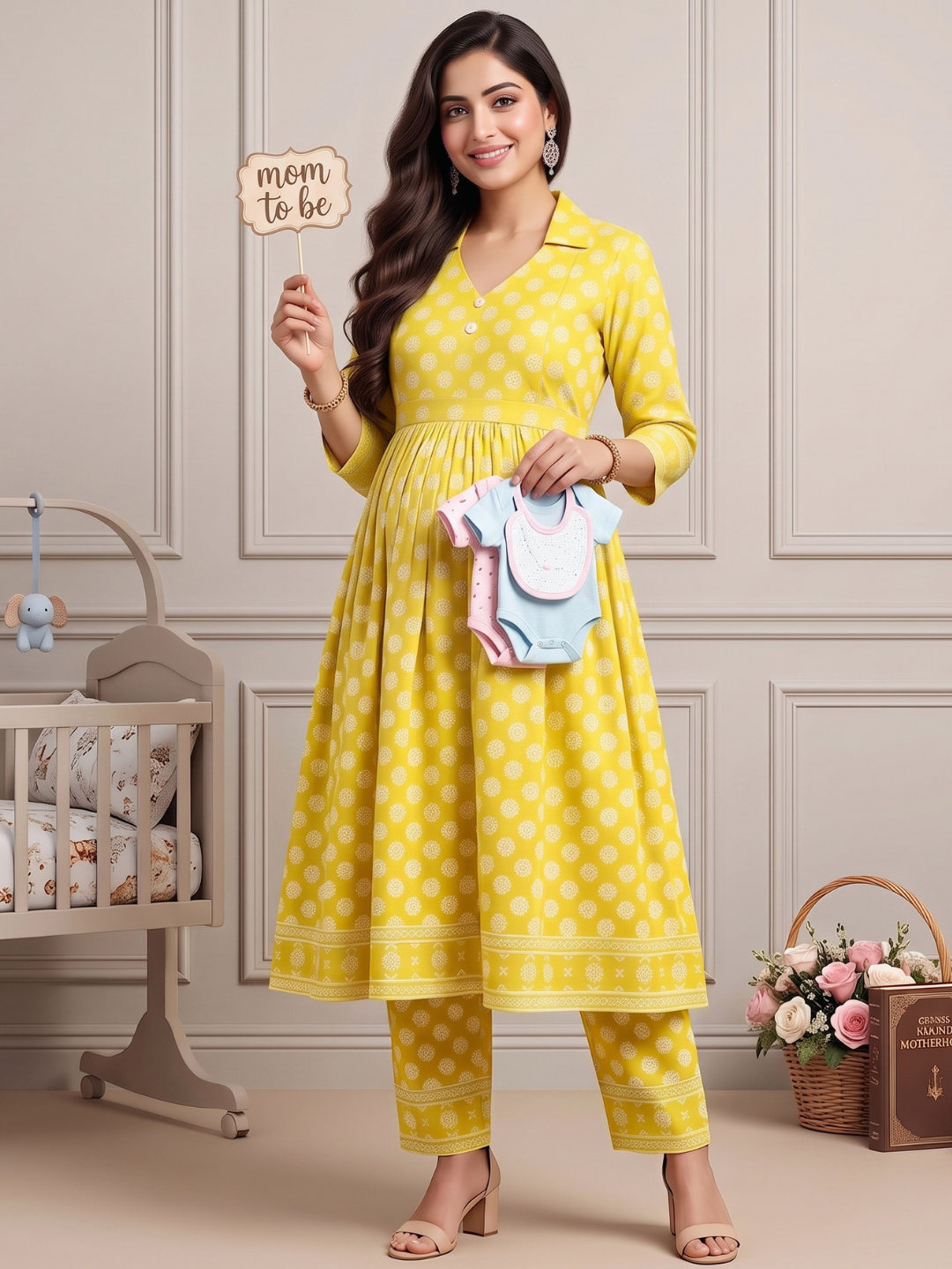 Rayon Printed Maternity Co-Ord Set – Designed for Pregnancy & Nursing