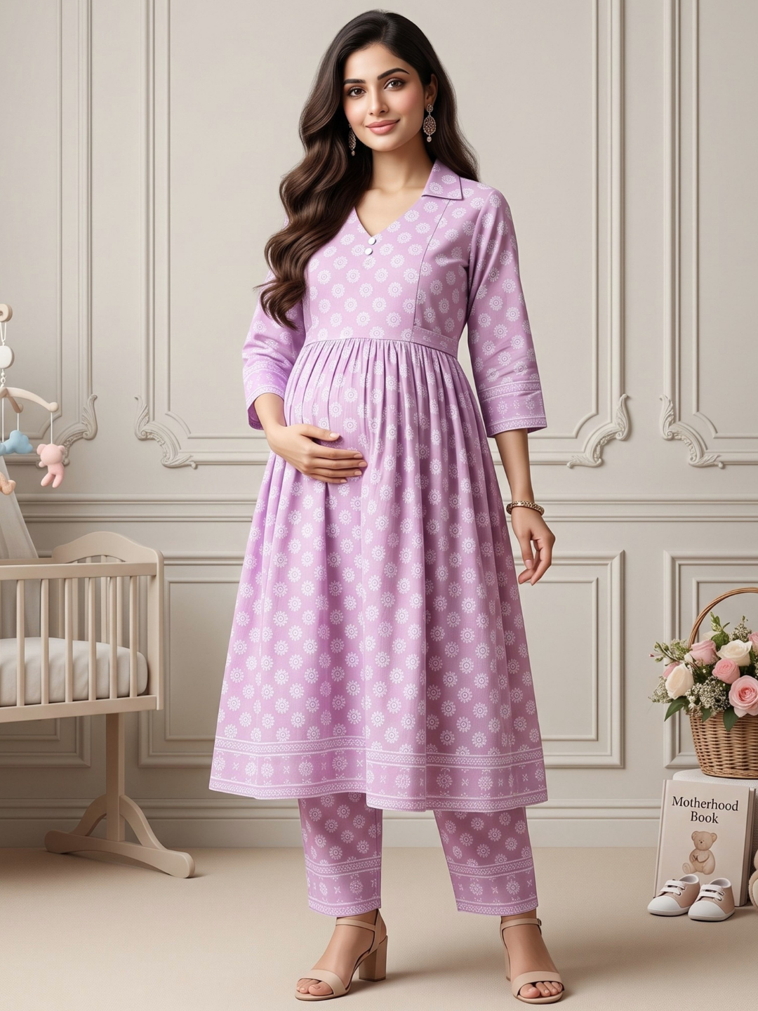 Rayon Printed Maternity Co-Ord Set – Designed for Pregnancy & Nursing
