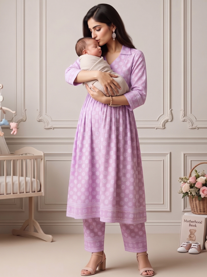 Rayon Printed Maternity Co-Ord Set – Designed for Pregnancy & Nursing