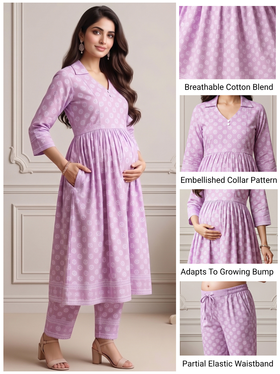 Rayon Printed Maternity Co-Ord Set – Designed for Pregnancy & Nursing