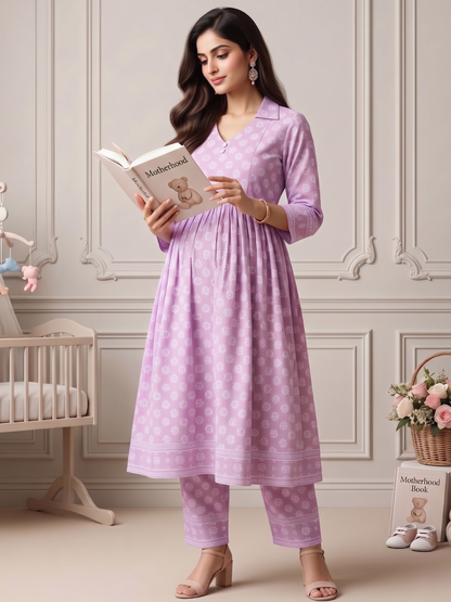 Rayon Printed Maternity Co-Ord Set – Designed for Pregnancy & Nursing