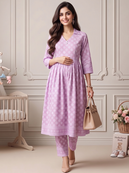 Rayon Printed Maternity Co-Ord Set – Designed for Pregnancy & Nursing