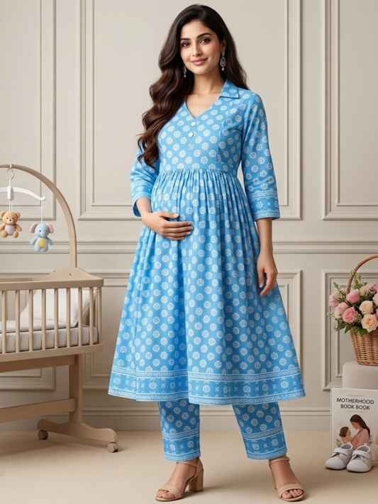 Rayon Printed Maternity Co-Ord Set – Designed for Pregnancy & Nursing