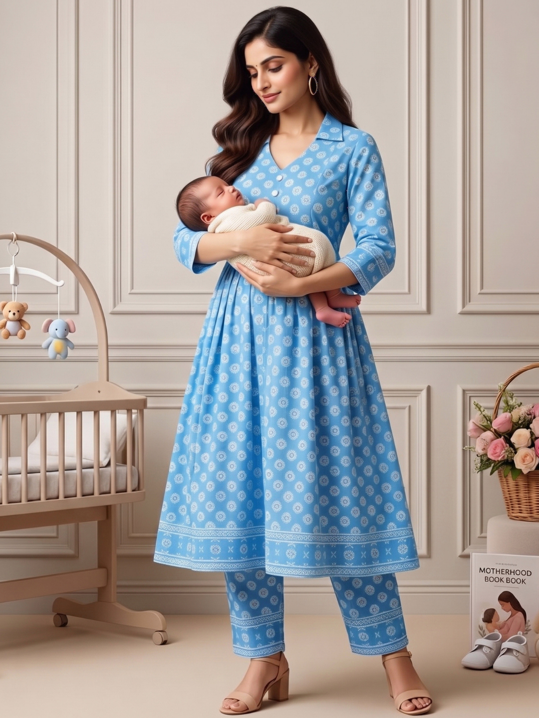 Rayon Printed Maternity Co-Ord Set – Designed for Pregnancy & Nursing