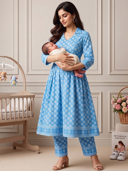 Rayon Printed Maternity Co-Ord Set – Designed for Pregnancy & Nursing