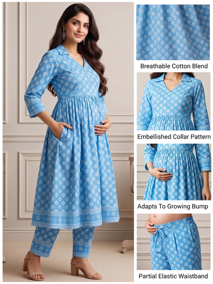 Rayon Printed Maternity Co-Ord Set – Designed for Pregnancy & Nursing