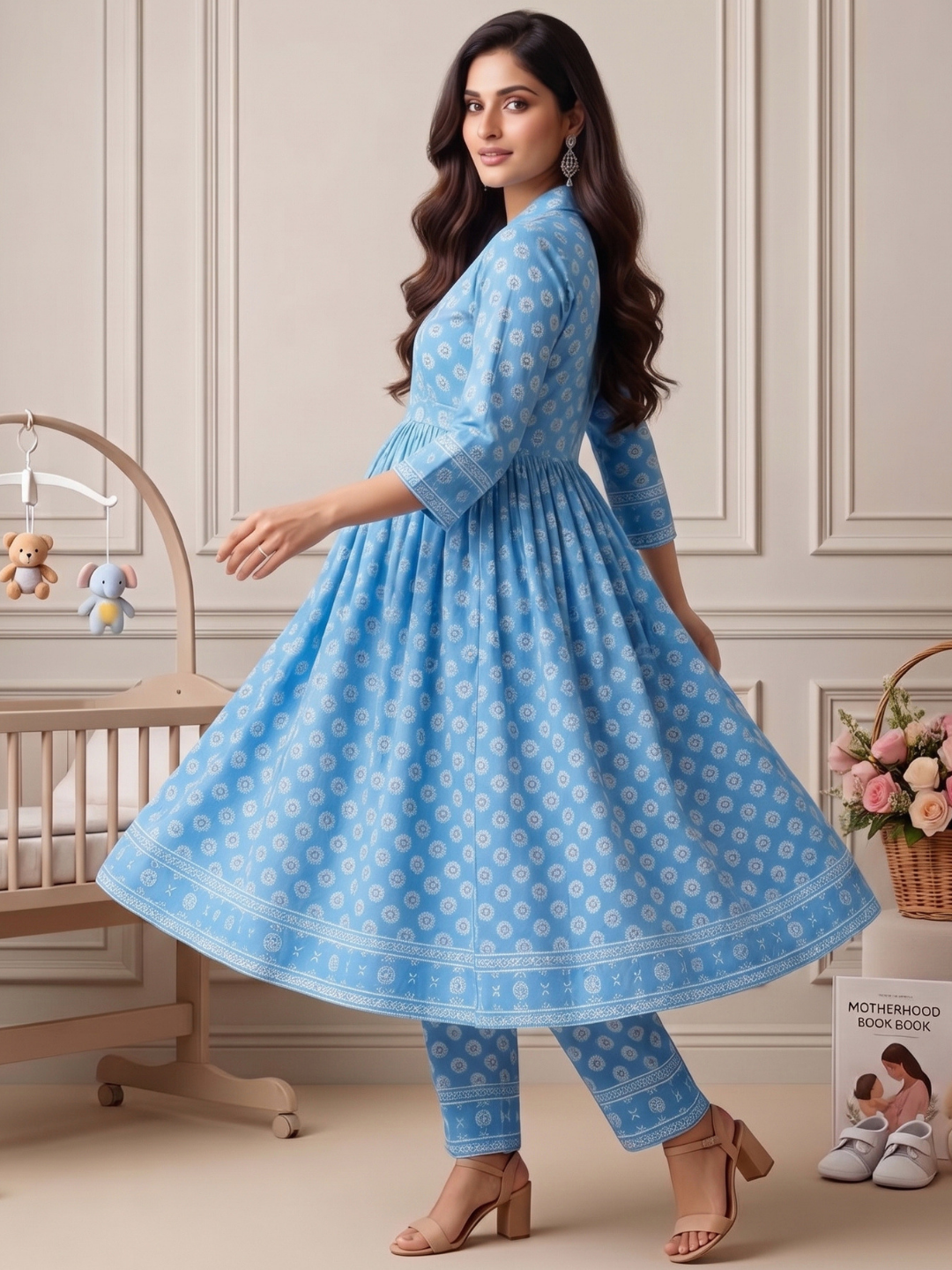 Rayon Printed Maternity Co-Ord Set – Designed for Pregnancy & Nursing