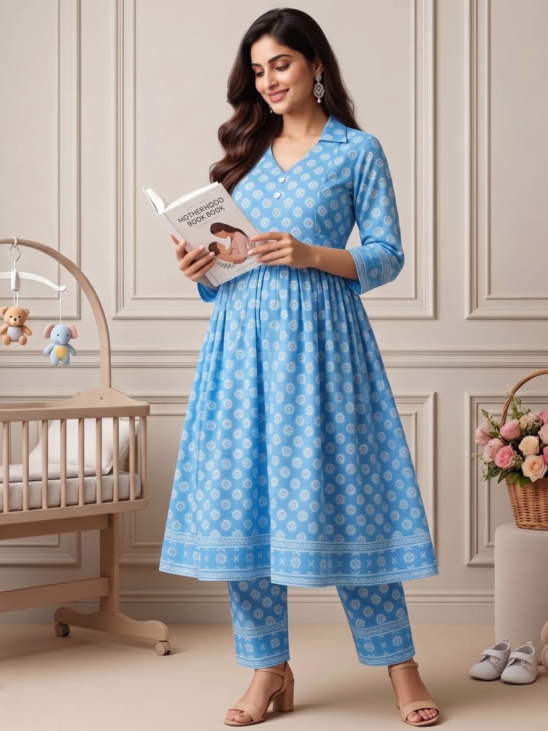 Rayon Printed Maternity Co-Ord Set – Designed for Pregnancy & Nursing