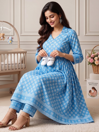 Rayon Printed Maternity Co-Ord Set – Designed for Pregnancy & Nursing