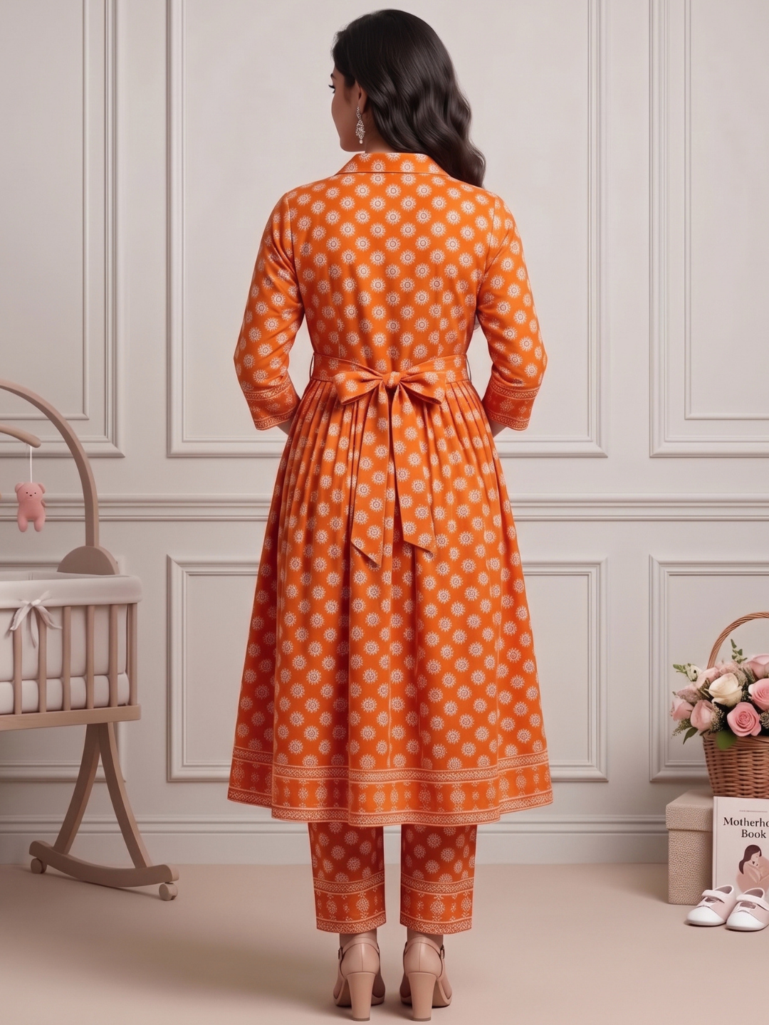 Rayon Printed Maternity Anarkali – Designed for Pregnancy & Nursing (DS466)