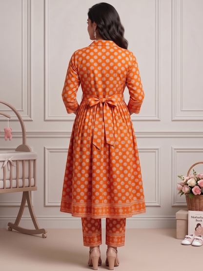 Rayon Printed Maternity Anarkali – Designed for Pregnancy & Nursing (DS466)