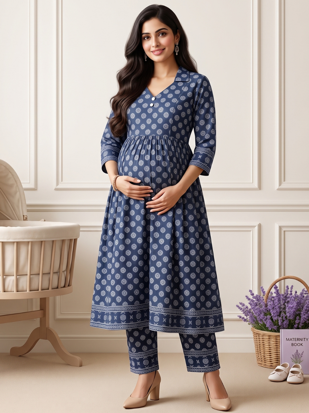 Rayon Printed Maternity Co-Ord Set – Designed for Pregnancy & Nursing
