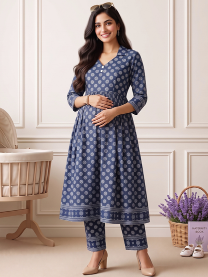 Rayon Printed Maternity Co-Ord Set – Designed for Pregnancy & Nursing