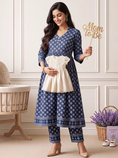 Rayon Printed Maternity Co-Ord Set – Designed for Pregnancy & Nursing
