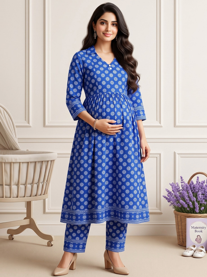 Rayon Printed Maternity Co-Ord Set – Designed for Pregnancy & Nursing