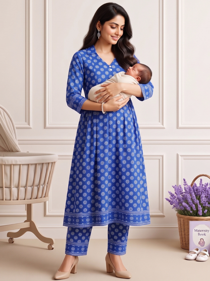 Rayon Printed Maternity Co-Ord Set – Designed for Pregnancy & Nursing
