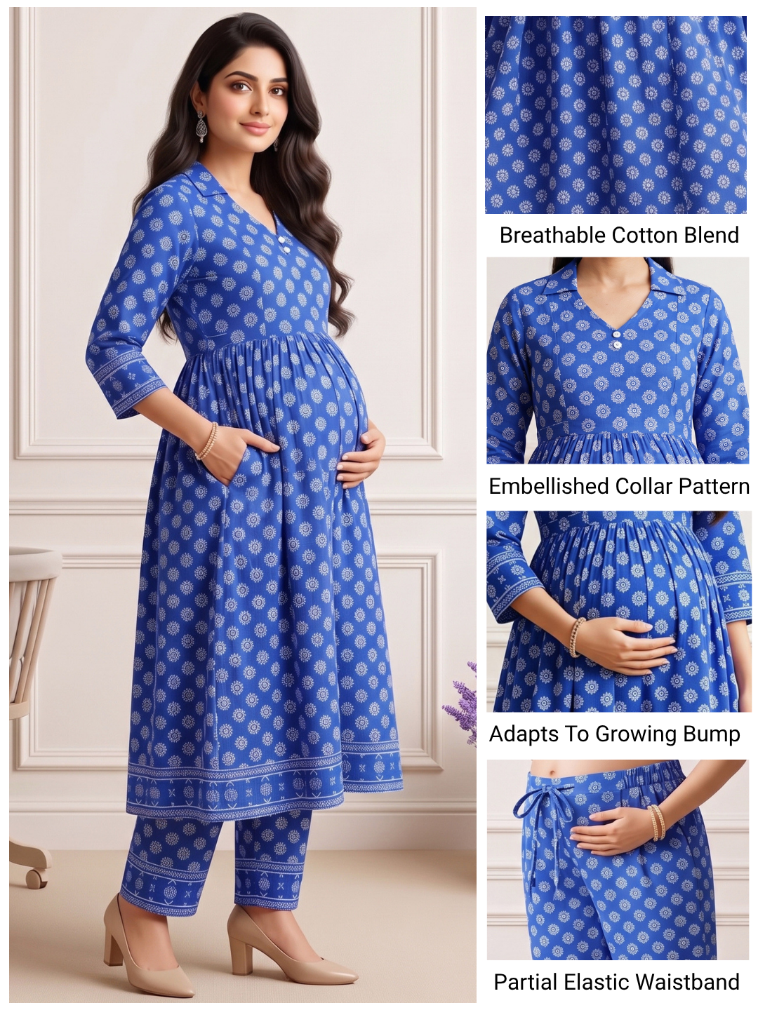 Rayon Printed Maternity Co-Ord Set – Designed for Pregnancy & Nursing
