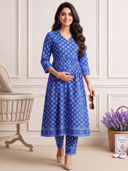 Rayon Printed Maternity Co-Ord Set – Designed for Pregnancy & Nursing