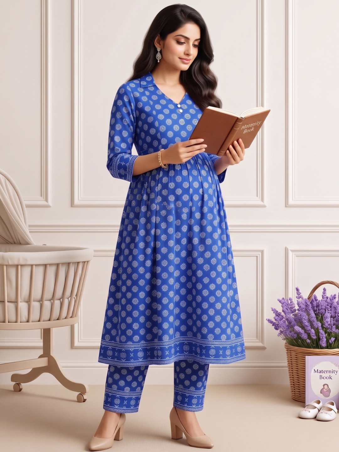 Rayon Printed Maternity Co-Ord Set – Designed for Pregnancy & Nursing
