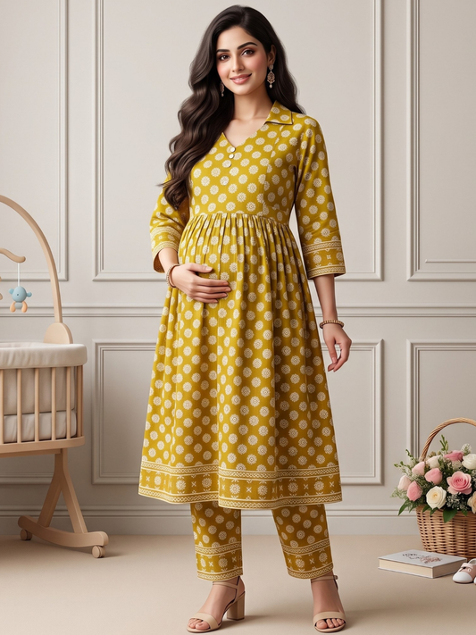 Rayon Printed Maternity Co-Ord Set – Designed for Pregnancy & Nursing