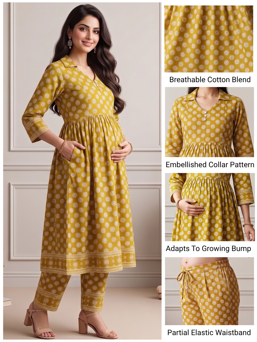 Rayon Printed Maternity Co-Ord Set – Designed for Pregnancy & Nursing
