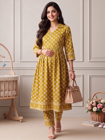 Rayon Printed Maternity Co-Ord Set – Designed for Pregnancy & Nursing