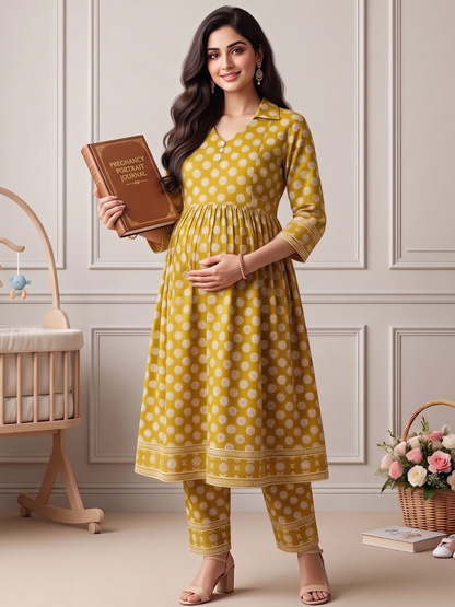 Rayon Printed Maternity Co-Ord Set – Designed for Pregnancy & Nursing
