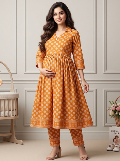 Rayon Printed Maternity Co-Ord Set – Designed for Pregnancy & Nursing