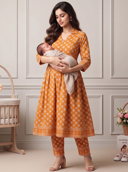 Rayon Printed Maternity Co-Ord Set – Designed for Pregnancy & Nursing