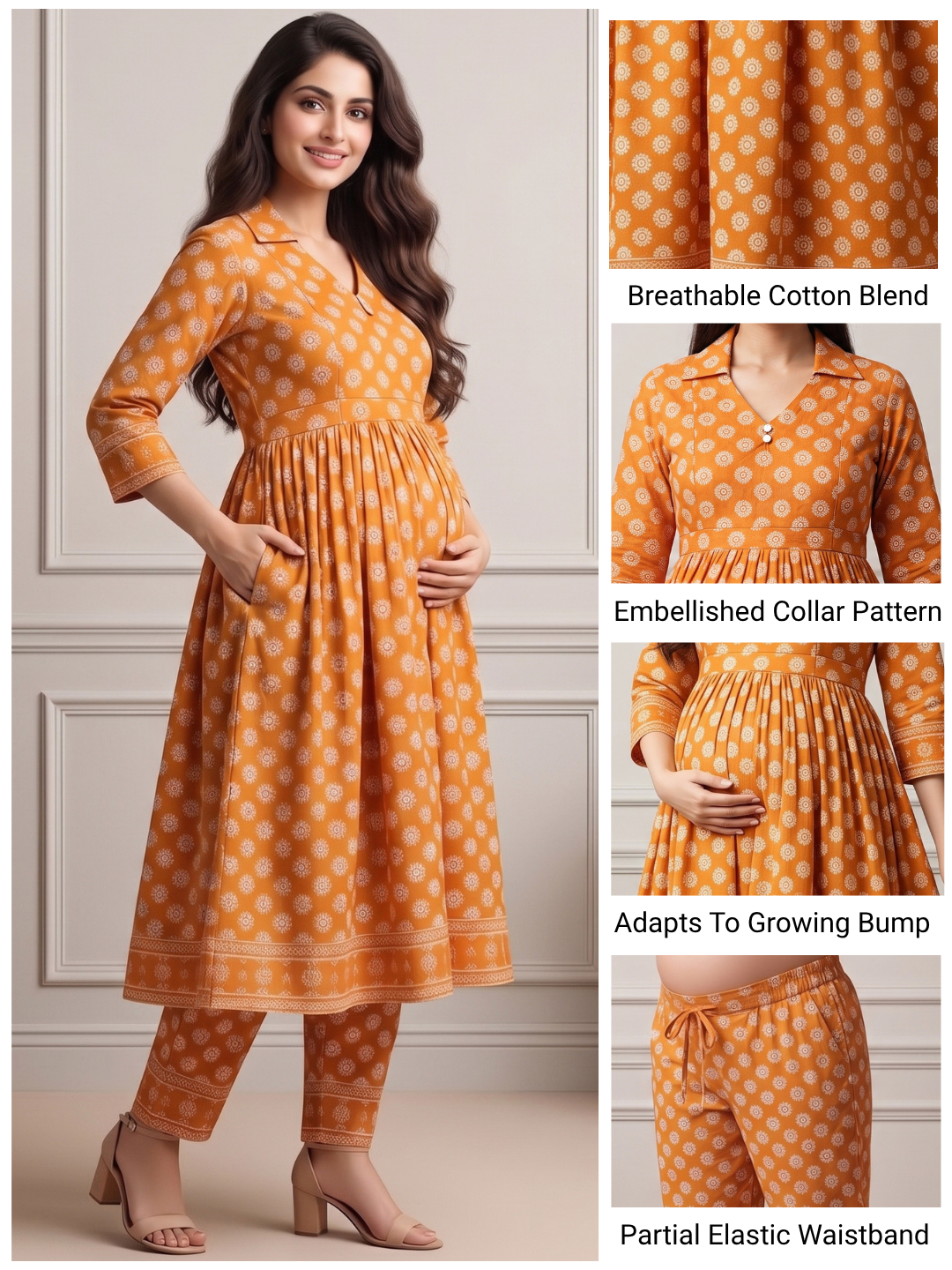 Rayon Printed Maternity Co-Ord Set – Designed for Pregnancy & Nursing