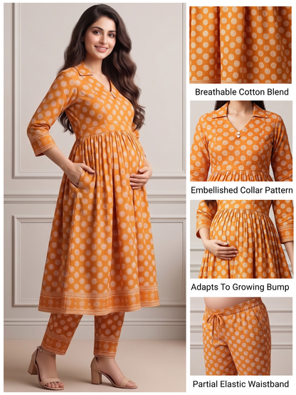 Rayon Printed Maternity Co-Ord Set – Designed for Pregnancy & Nursing
