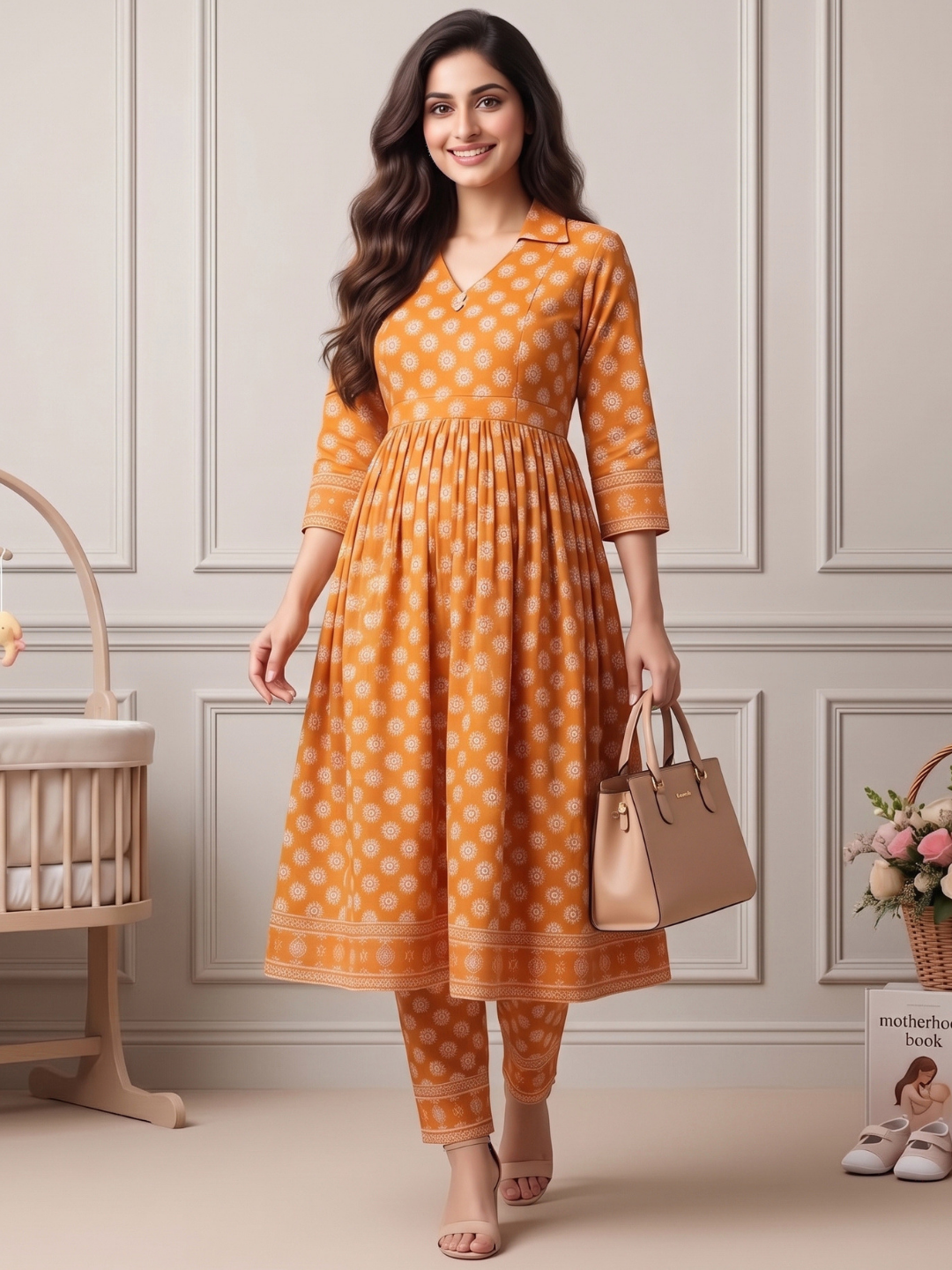 Rayon Printed Maternity Co-Ord Set – Designed for Pregnancy & Nursing