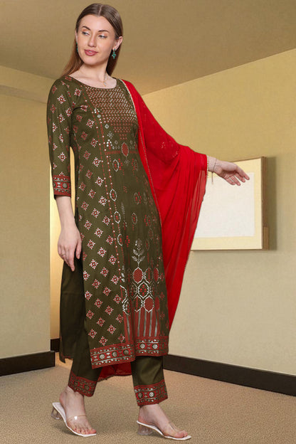 Casual Ethnic Straight Kurta Set With Dupatta